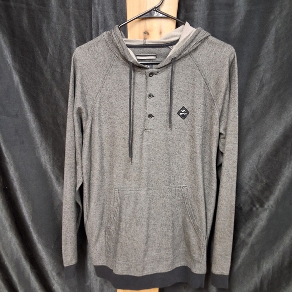 Grey RVCA  size mens medium pullover hoodie with pockets - Picture 9 of 9